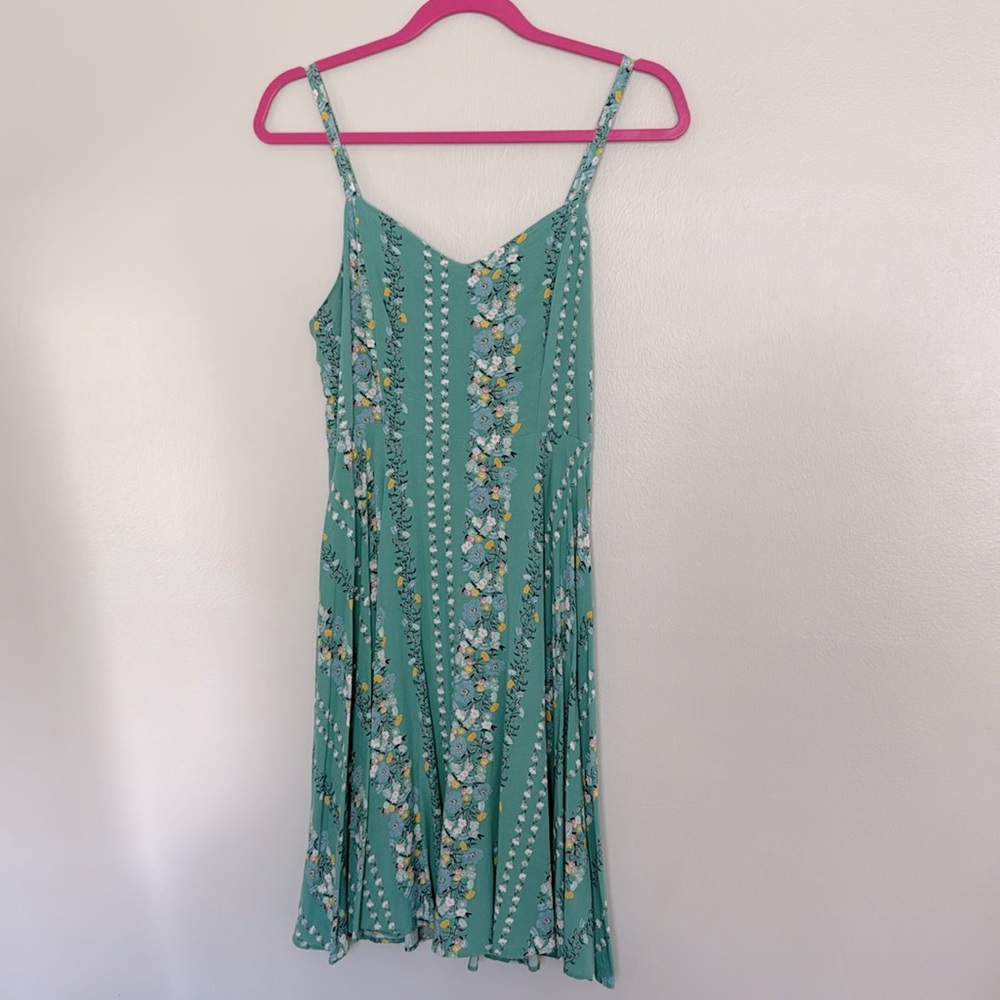 Blue floral fit flare dress